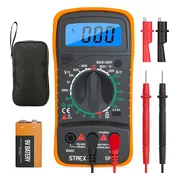 Strex Digitale Multimeter - AC / DC - Incl. 9V Batterij, Klemtangen & Opberghoes - Spanningsmeter