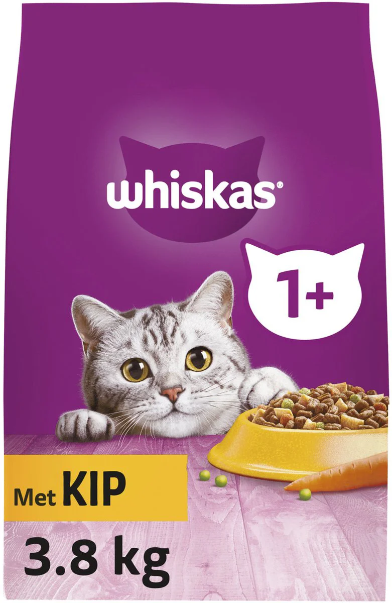 Whiskas 1+ Adult Katten Droogvoer Kip 3,8 kg