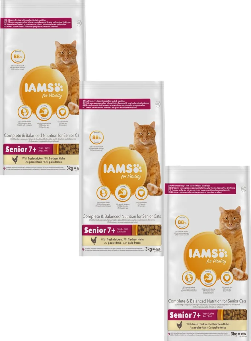 3x IAMS Kat Senior Kip 3 kg