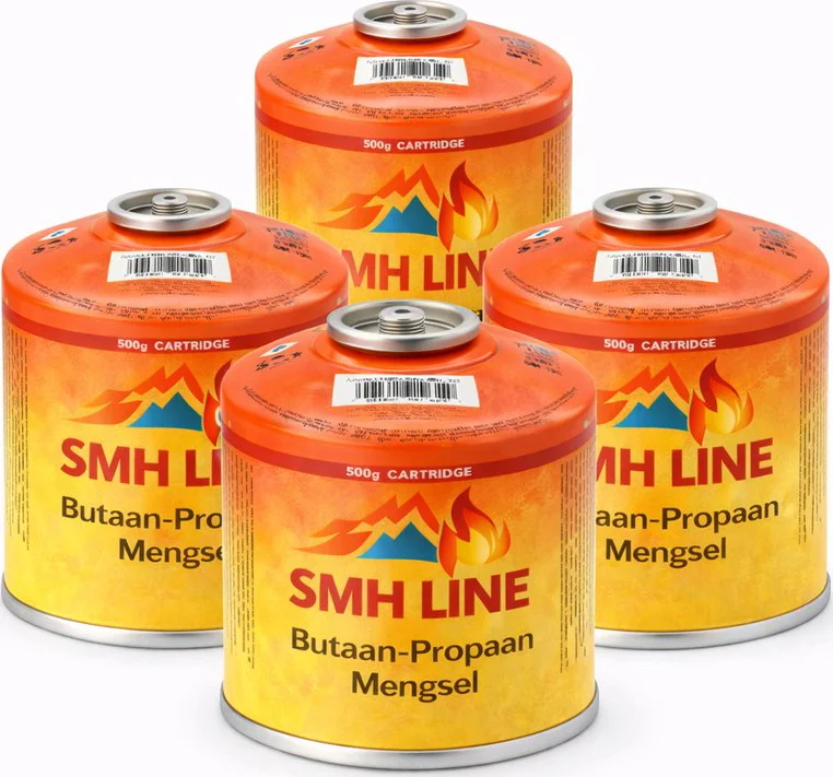 SMH LINE® Gascartridge - 4x 500g - Gascartouche - EN417 Schroefventiel