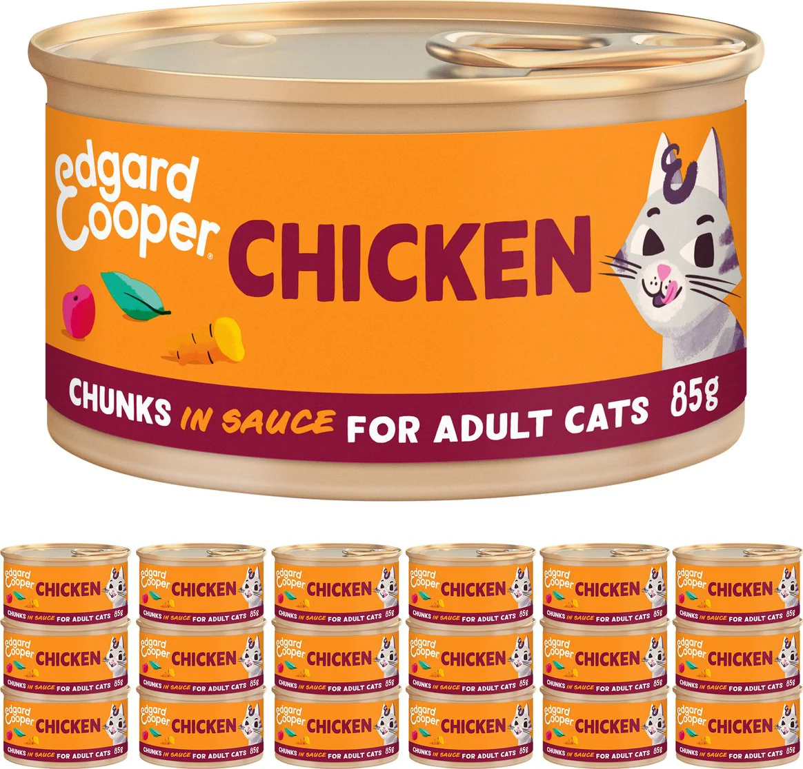 18x Edgard & Cooper Kattenvoer Chunks Kip 85 gr