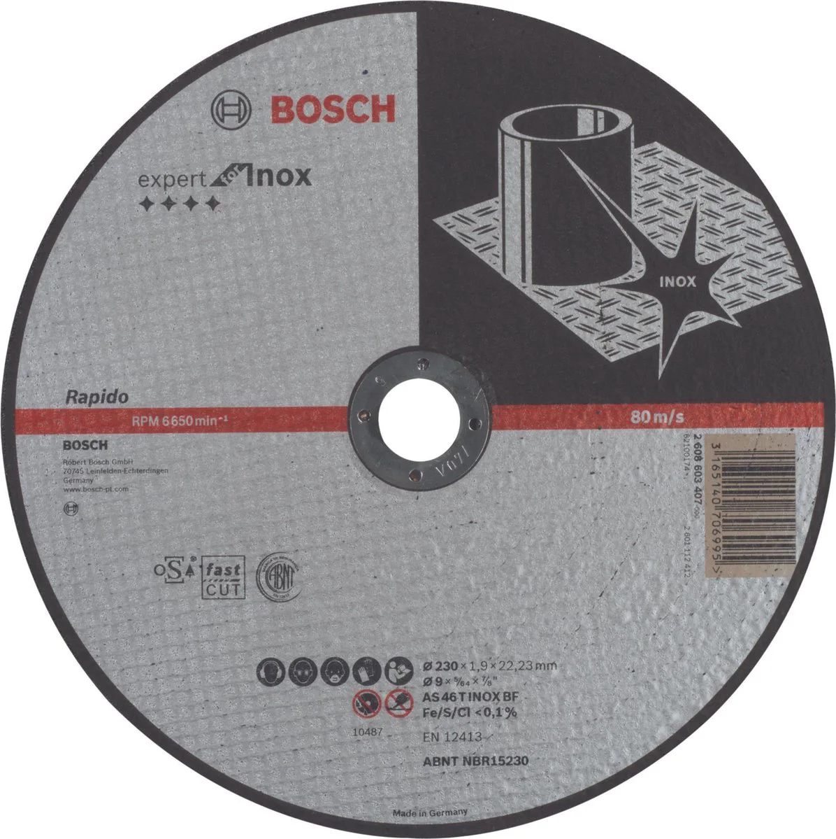 Bosch Professional Doorslijpschijf PRO Stainless Steel and Metal 230x22,23mm VE=1 - 2608603407