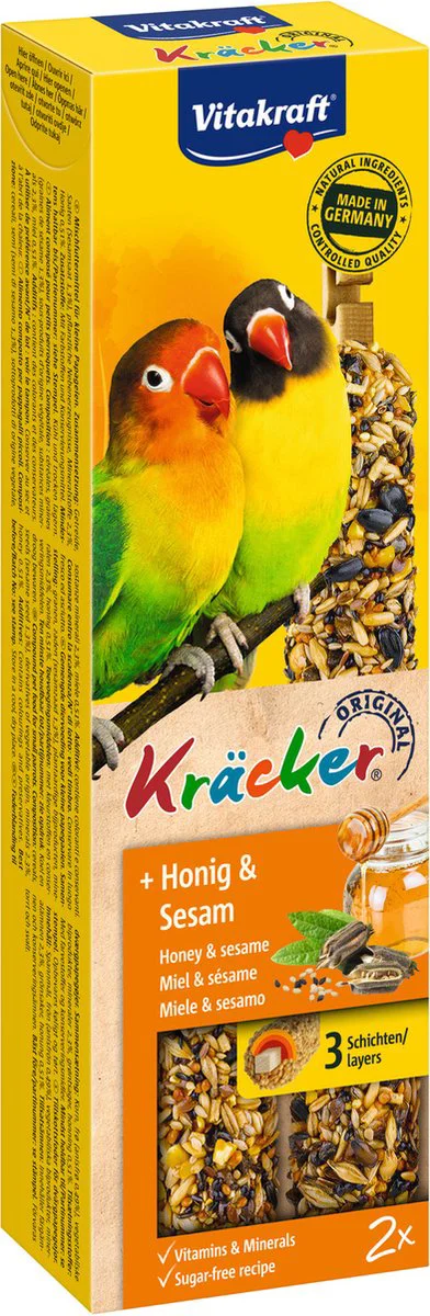 Vitakraft Agapornis Kracker 2 in 1 Honing 2 stuks