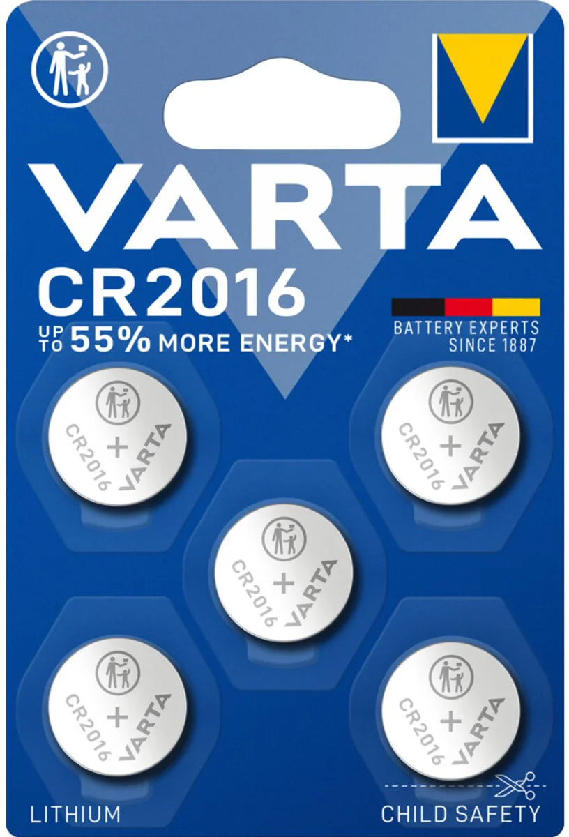 Varta LITHIUM Coin Batterijen CR2016 Blister 5 stuks