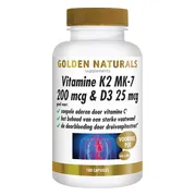 Golden Naturals Vitamine K2 200 mcg & D3 26mcg 180 vegacapsules