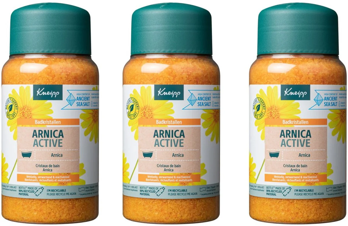 3x Kneipp Badkristallen Arnica Active 600 gr