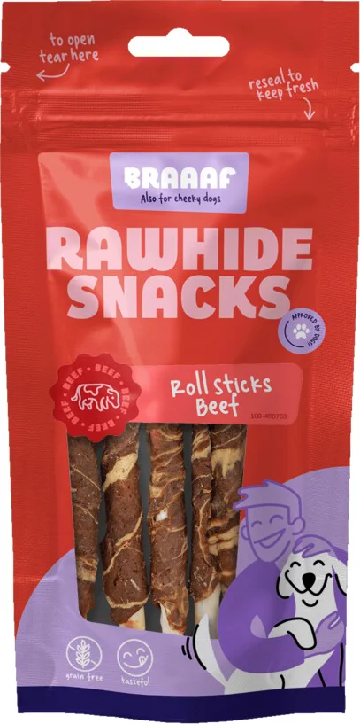 Braaaf Hondensnack Rol sticks Vlees & Vis 12 cm 80 gr
