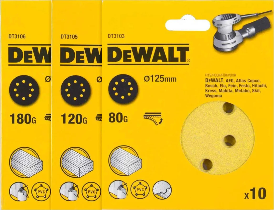 DeWALT DT31356 Schuurschijf 125mm set P80/120/180