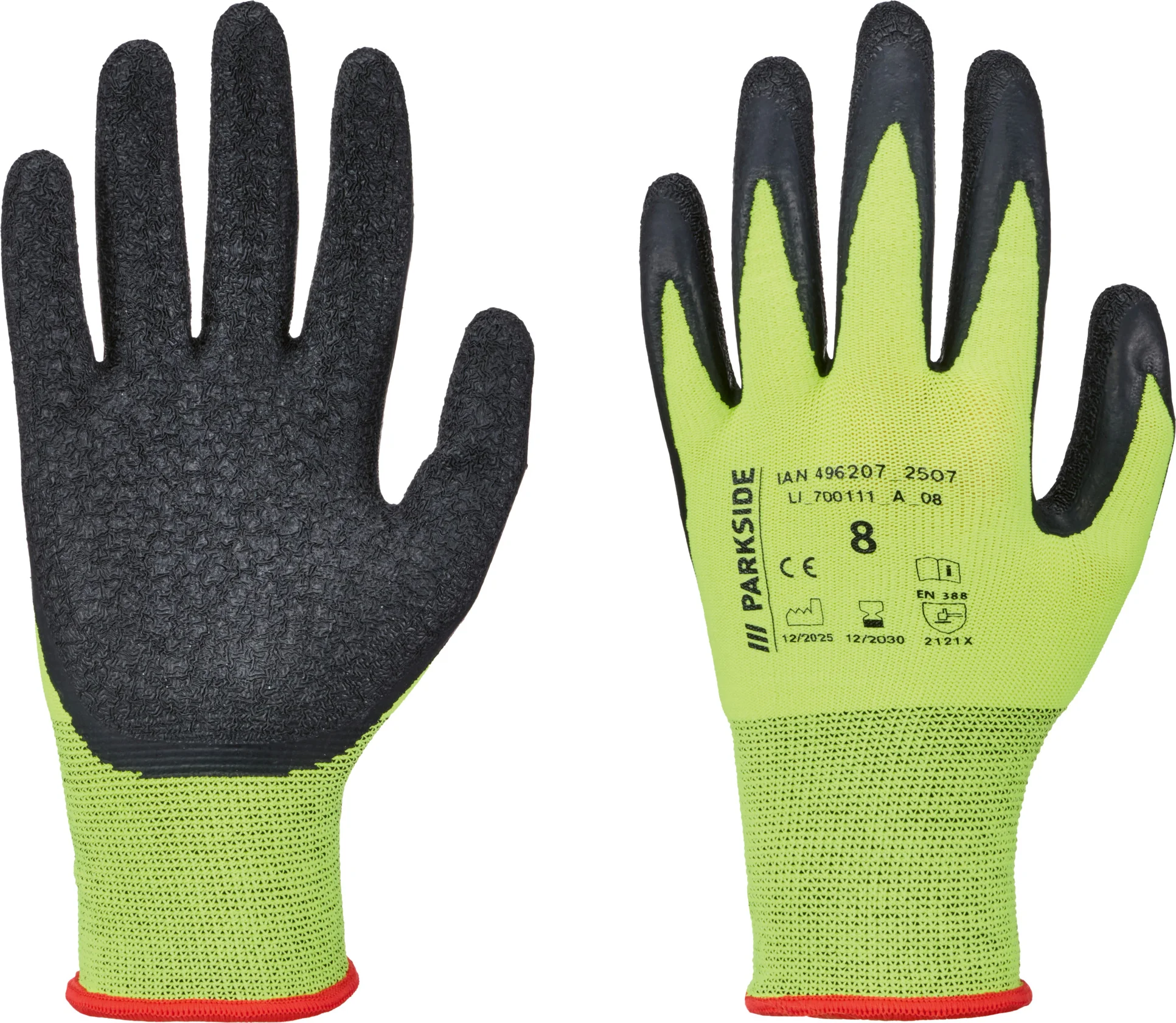 PARKSIDE Werkhandschoenen met latex coating (Geel, 8)