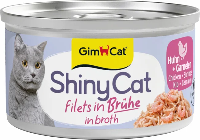 GimCat Kattenvoer Nat ShinyCat Filets in Jelly Kip & Garnalen 70 gr