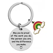 Fako Bijoux® - Sleutelhanger May You Be Proud Of The Work You Do ... - Regenboog - Cadeau - Geschenk - Zilverkleurig