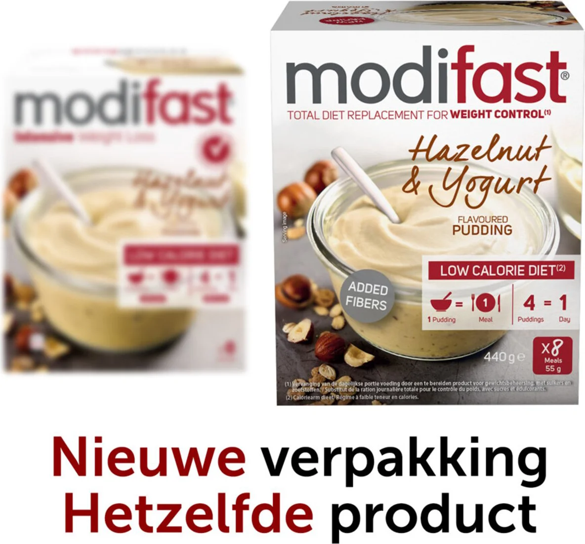 2x Modifast Weight Control Pudding Yoghurt Hazelnoot 8 x 55 gr