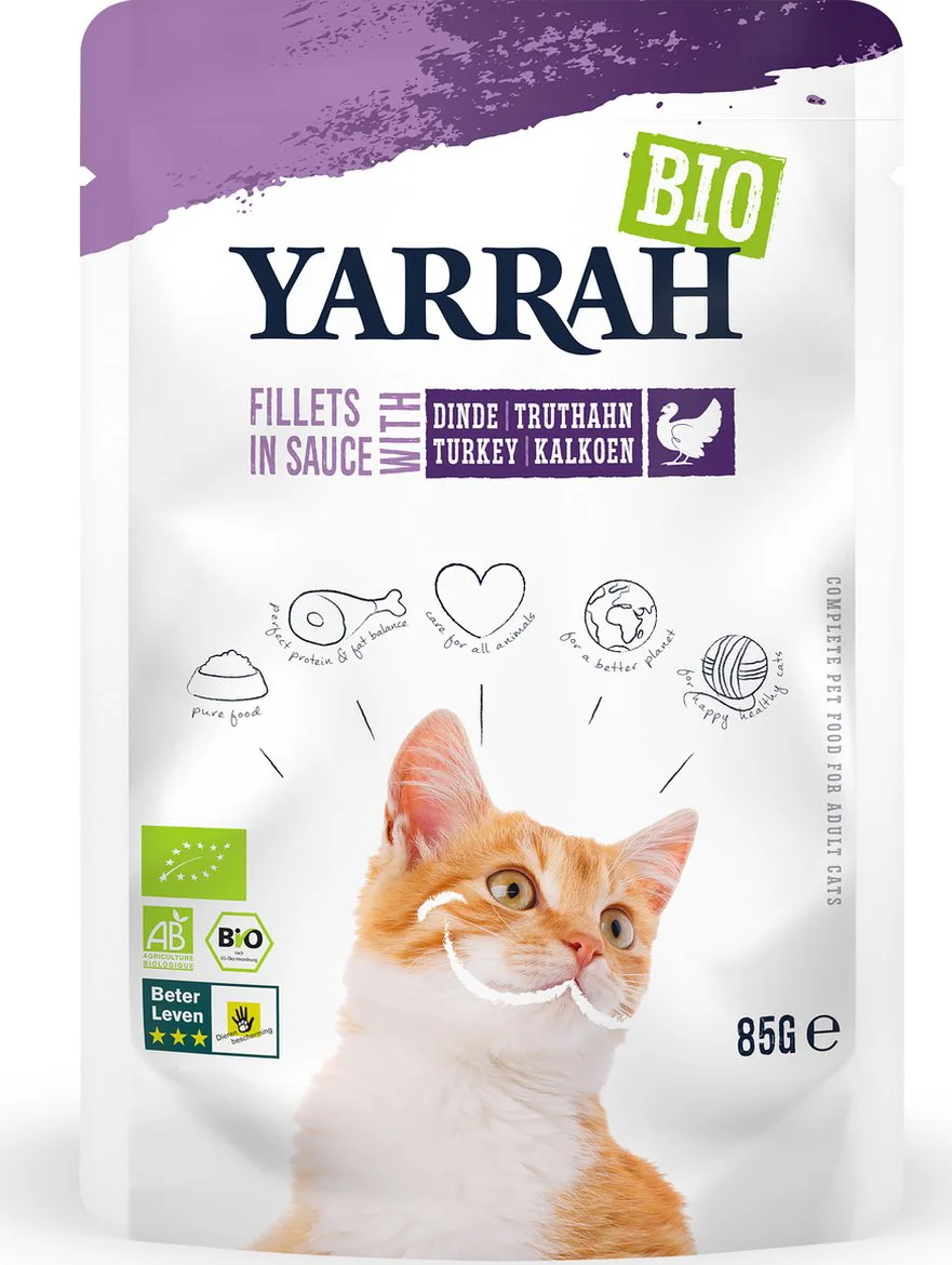 14x Yarrah Bio Kattenvoer Kalkoen 85 gr