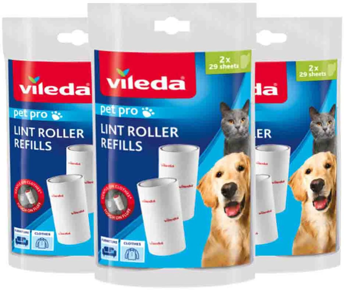 3x Vileda PetPro Kleefborstel Vervanging 2 x 29 bladen 2 navullingen