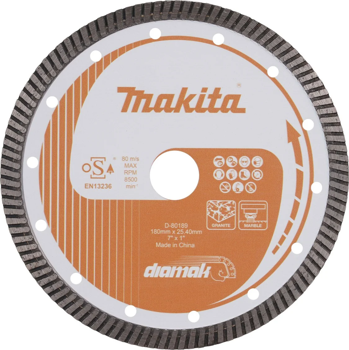 Makita D-80189 Diamantschijf turboband 180mm