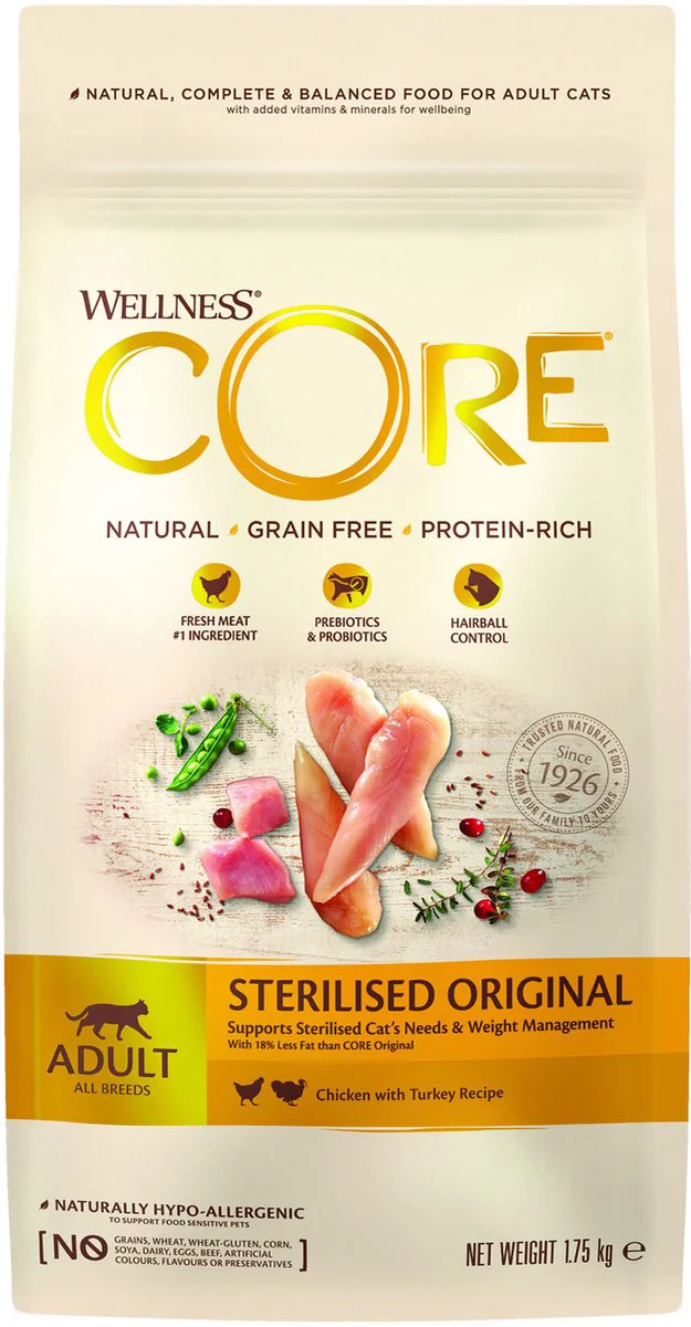 Wellness Core Kattenvoer Sterilised Kip - Kalkoen 1,75 kg
