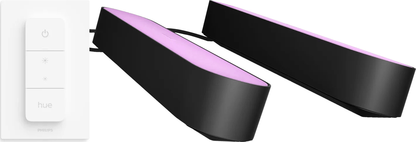 Philips Hue Play Lichtbalk White and Color Zwart 2-pack + Philips Hue draadloze Dimmer