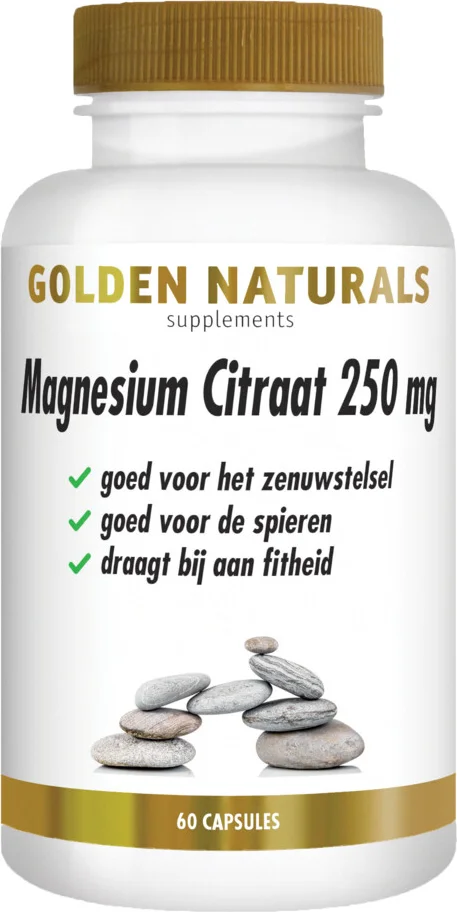 2x Golden Naturals Magnesium Citraat 250mg 60 vegacapsules