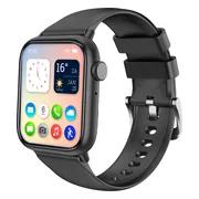 Nuvance - Smartwatch Heren - Smartwatch Dames - Geschikt voor alle Smartphones - Sporthorloge - 45mm - Stappenteller & Hartslagmeter - Zwart