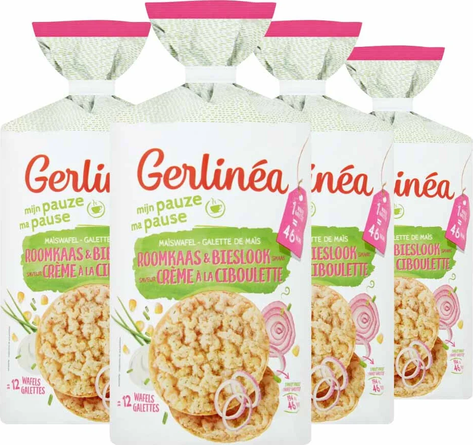 4x Gerlinea Maïswafel Roomkaas & Bieslook 123 gr