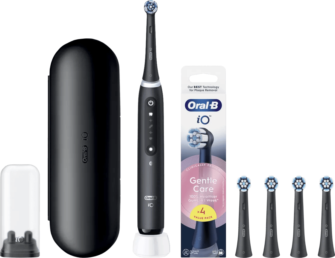 Oral-B iO 5N Zwart + 4 opzetborstels voor gevoelig tandvlees