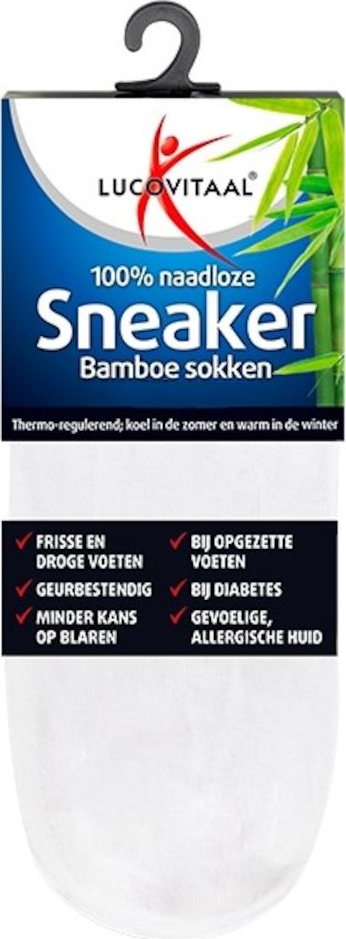 Lucovitaal Bamboe Sneakersok Wit maat 39-42 1 paar