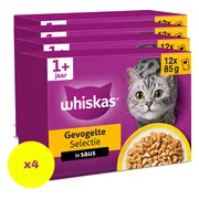 4x Whiskas Kattenvoer Nat Pouch 1+ Adult Saus Gevogelte Selectie 12 x 85 gr