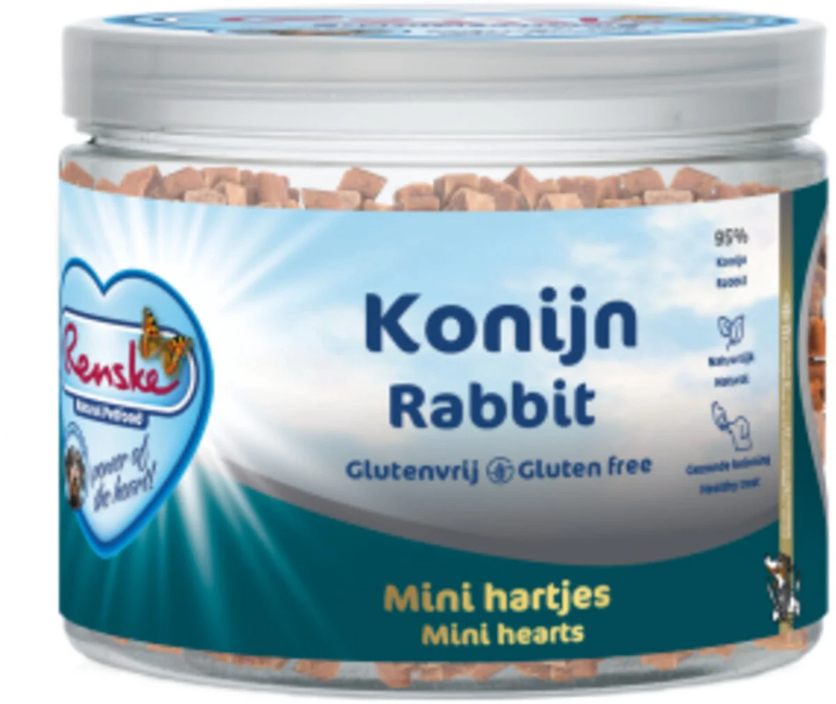 Renske Gezonde Beloning Mini Hartjes Hondensnack Konijn 100 gr