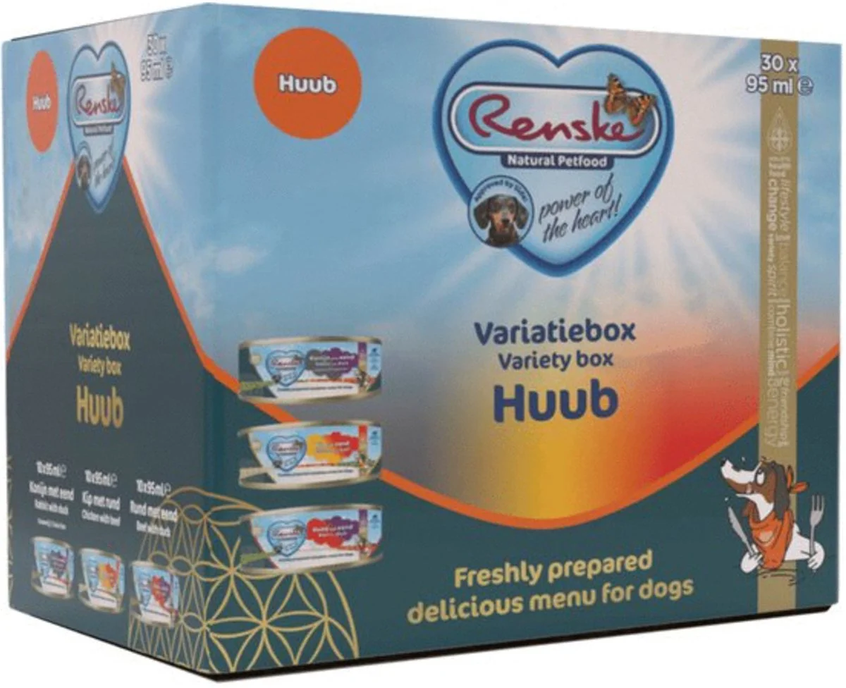 Renske Vers Variatiebox Hondenvoer Nat Huub 30 x 95 gr