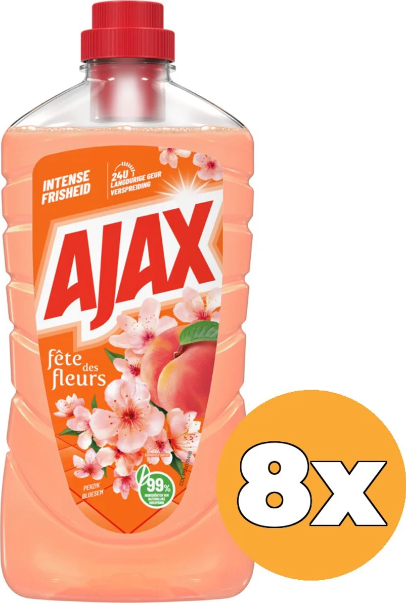 8x Ajax Allesreiniger Fête Des Fleurs Peach 1 liter