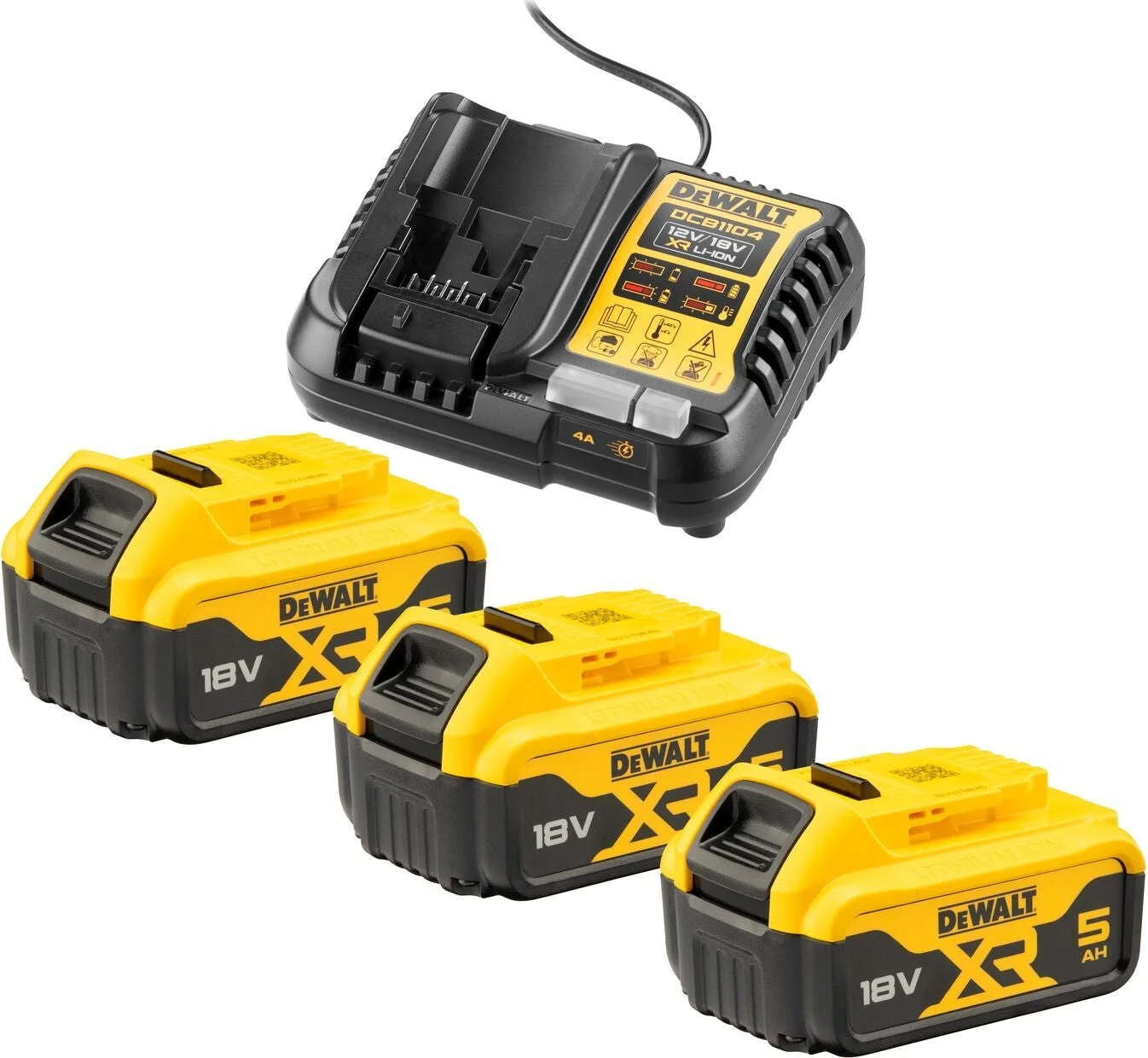 DeWALT DCB1104P3 Starterset 3x DCB184 Accu 5.0Ah 18V XR + Multilader DCB1104