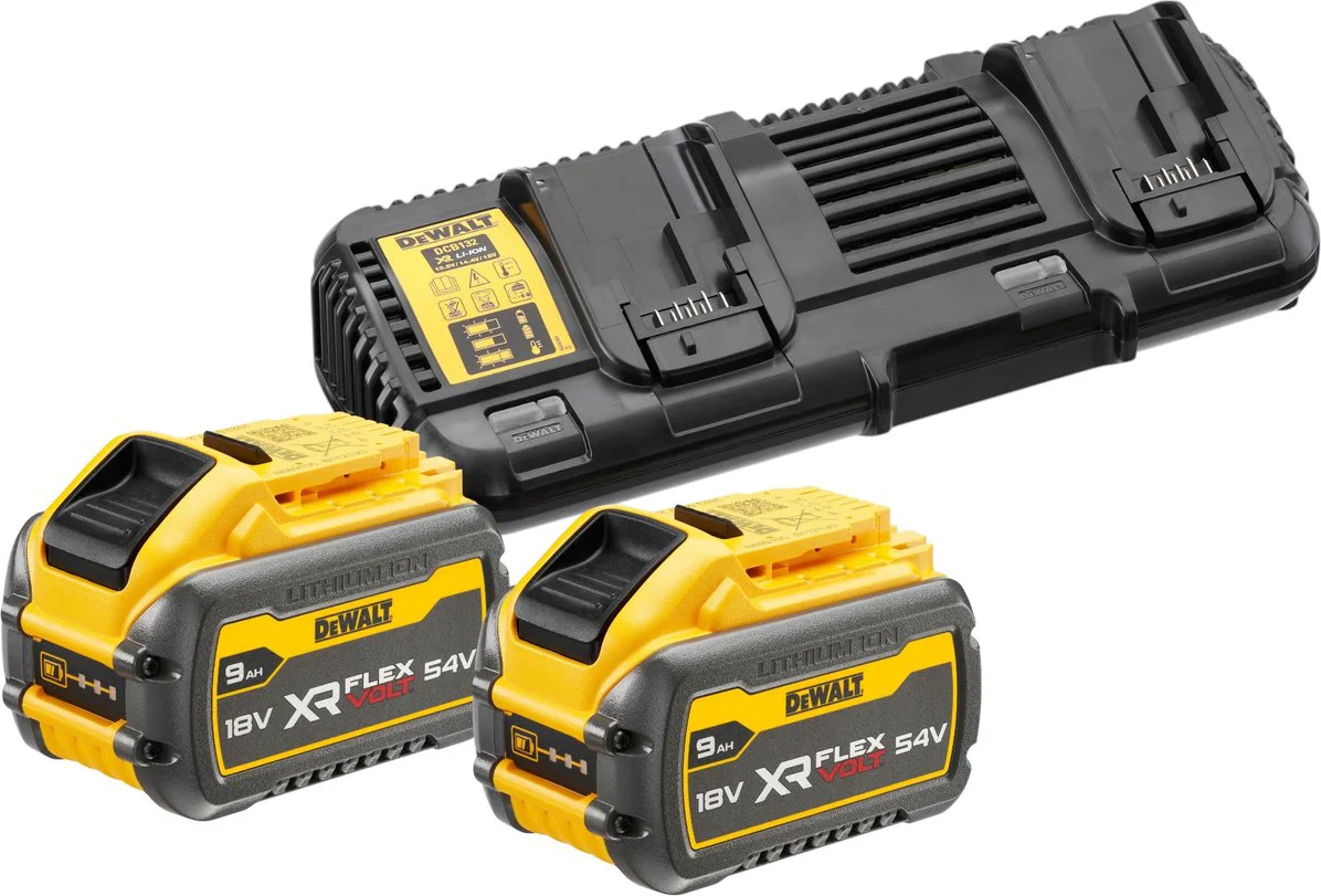 DeWALT DCB132X2 Starterset 2x DCB547 Accu 9.0Ah 54V XR FlexVolt + Dubbellader DCB132