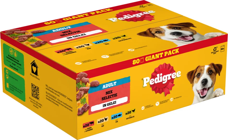 Pedigree Adult in Gelei Mix Selectie Maaltijdzakjes Multipack 80x100 gr