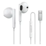 VEXON - In-Ear Oordopjes met USB C Aansluiting - Earpods - Bedrade oorjtes - Oortjes met Draad en Microfoon voor Telefoon / Tablet / Laptop / Smartphone / GSM - Wit