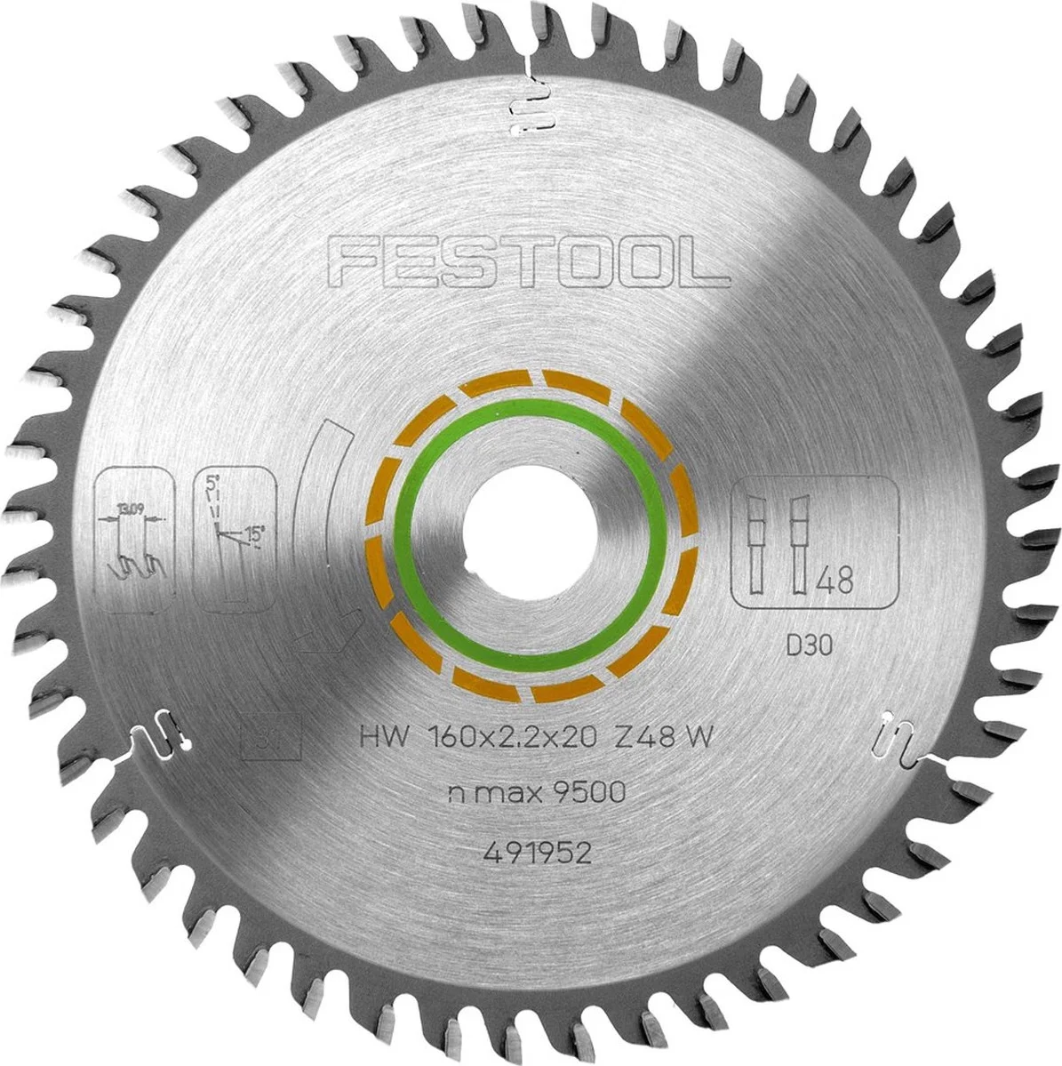 Festool Cirkelzaagblad voor Hout | Wood Fine Cut | Ø 216mm Asgat 30mm 48T - 491050