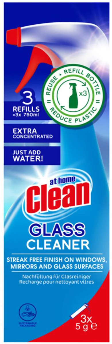 4x At Home Glasreiniger Spray Navulling 3 x 5 gr