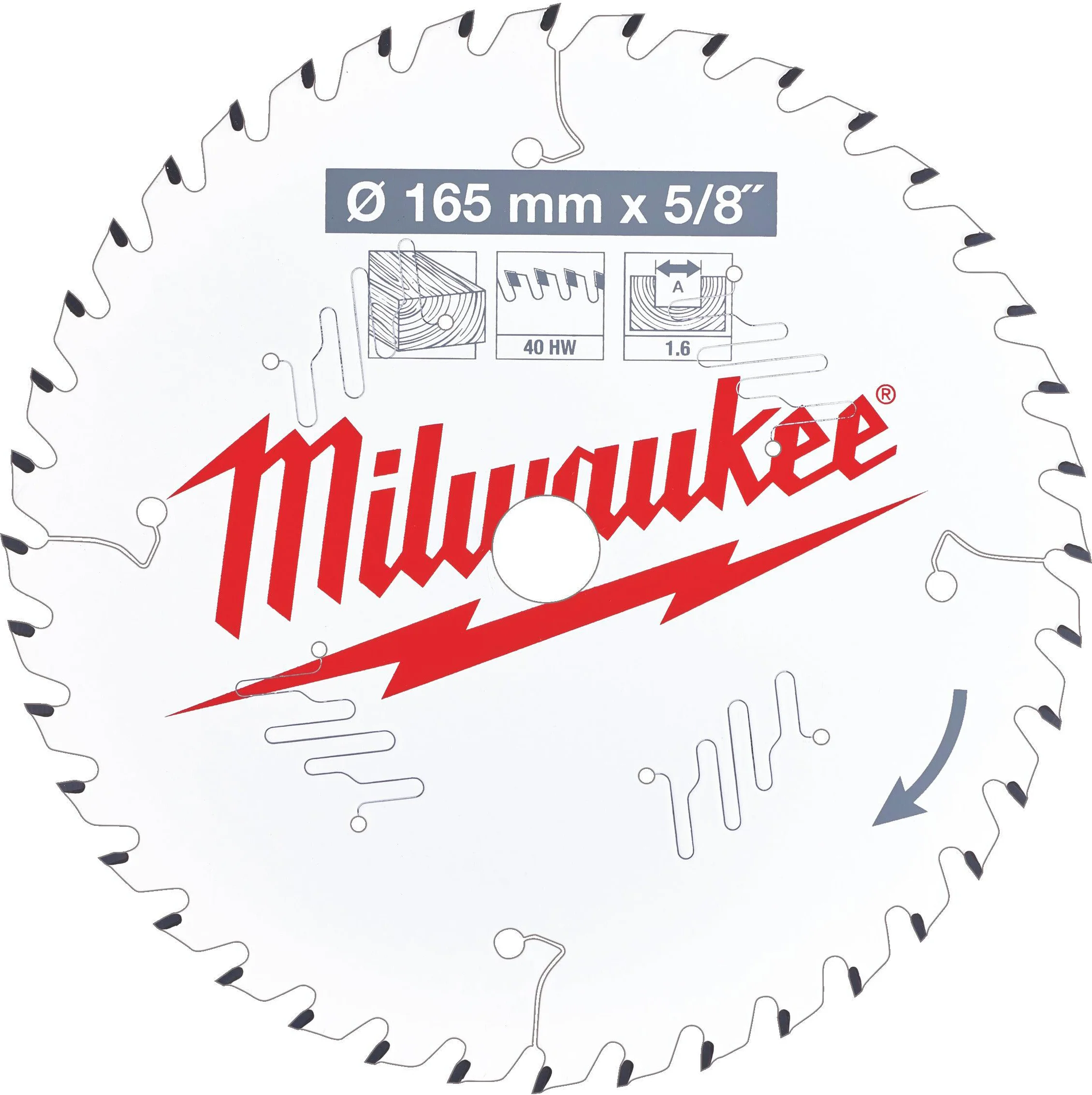 Milwaukee Cirkelzaagblad voor Hout | Ø 165mm Asgat 15,87mm 40T - 4932471312
