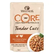 48x Wellness Core Kattenvoer Tender Cuts Kip - Kalkoen 85 gr