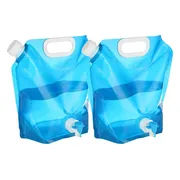 Opvouwbare waterzak - Waterzak voor buiten kamperen van 5 liter - 2 stuks - met dichte deksel en kraan - watercontainer - draagbare waterzak voor buiten - voor sport - kamperen - picknick - reizen - wandelen - barbecueën - Blauw - Herbruikbare