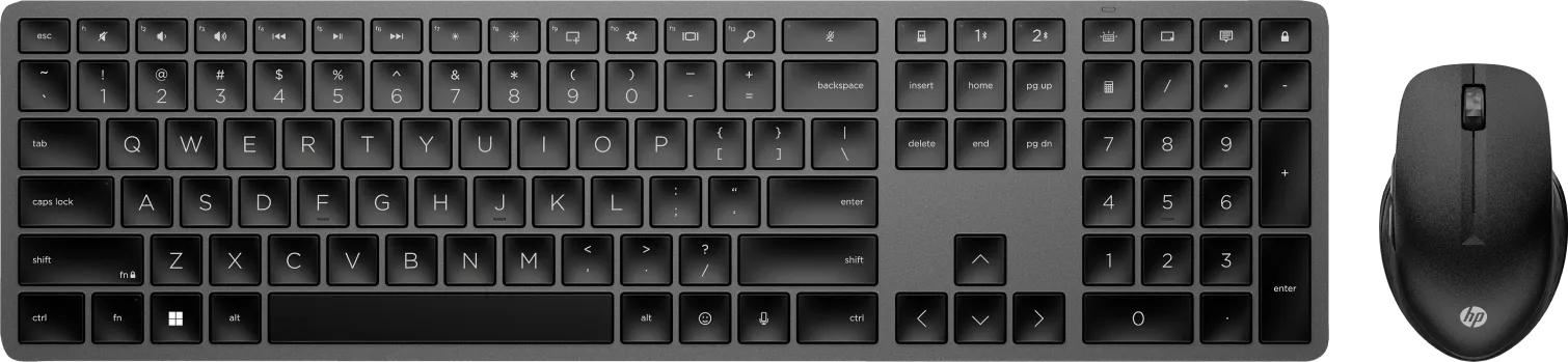 HP 975 Dual-Mode Draadloos Toetsenbord Zwart QWERTY + HP 430 Multi-Device Draadloze Muis