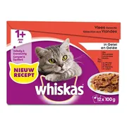 Whiskas 1+ Classic Selectie in Saus Maaltijdzakjes Multipack 12 x 85 gr