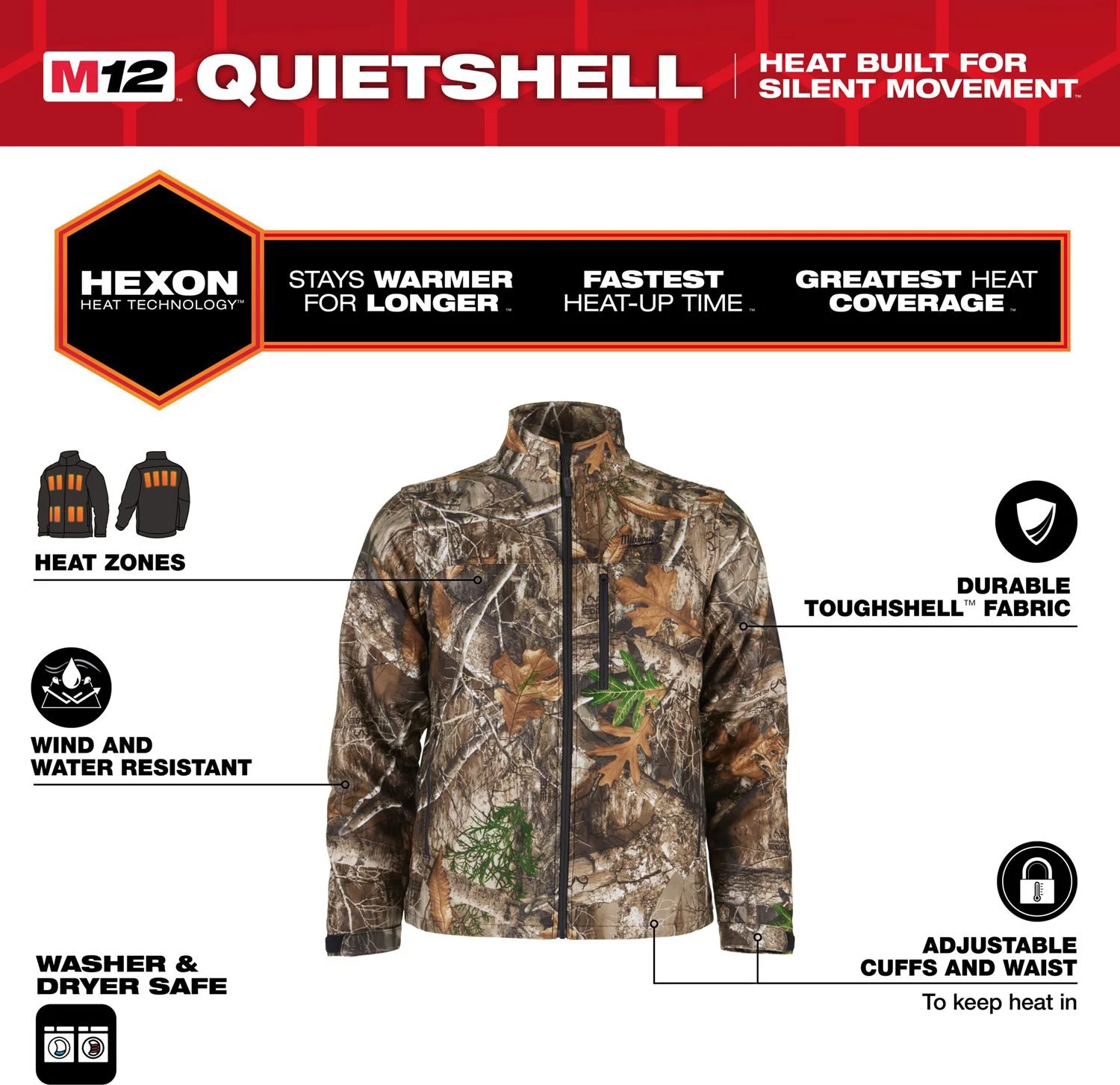Milwaukee M12™ HJCAMO7-0 (XL) HEXON verwarmde jas camouflage - 4932493834