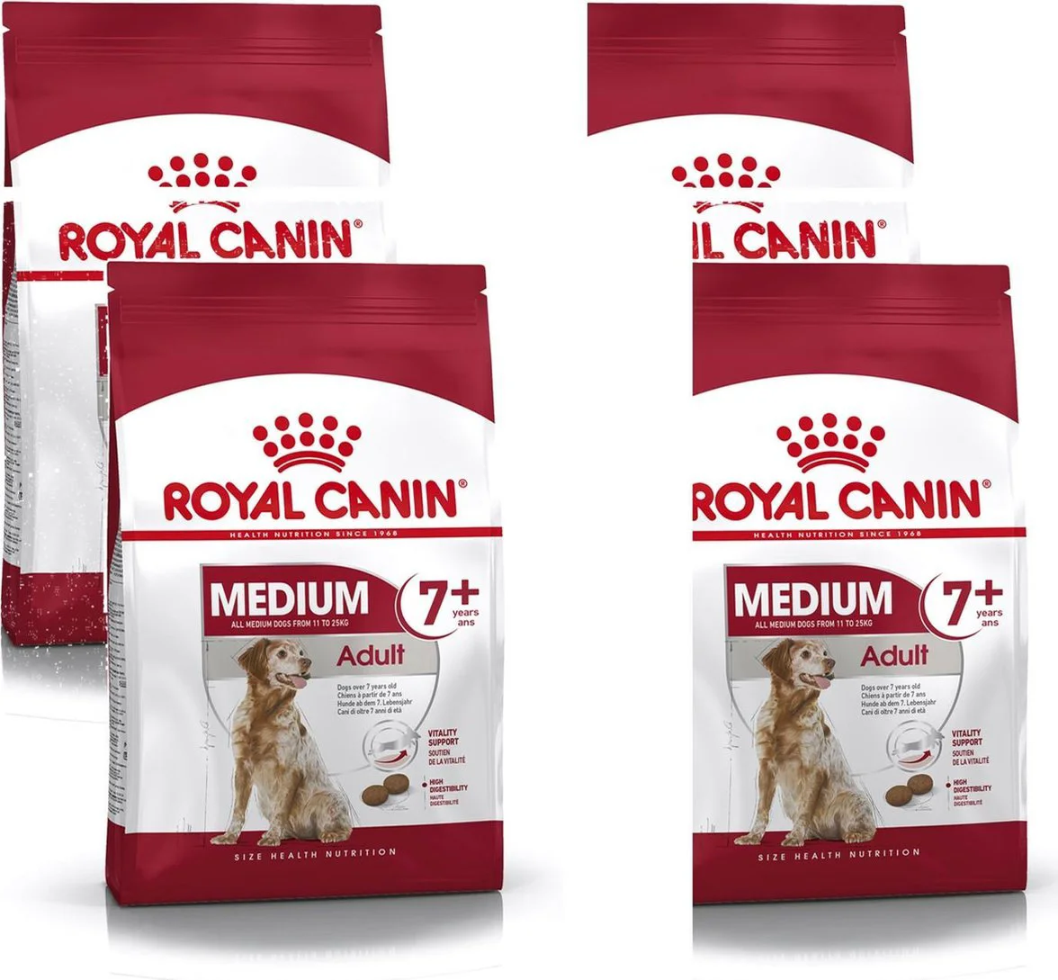 4x Royal Canin Hondenvoer Droog Medium Adult 7+ 4 kg