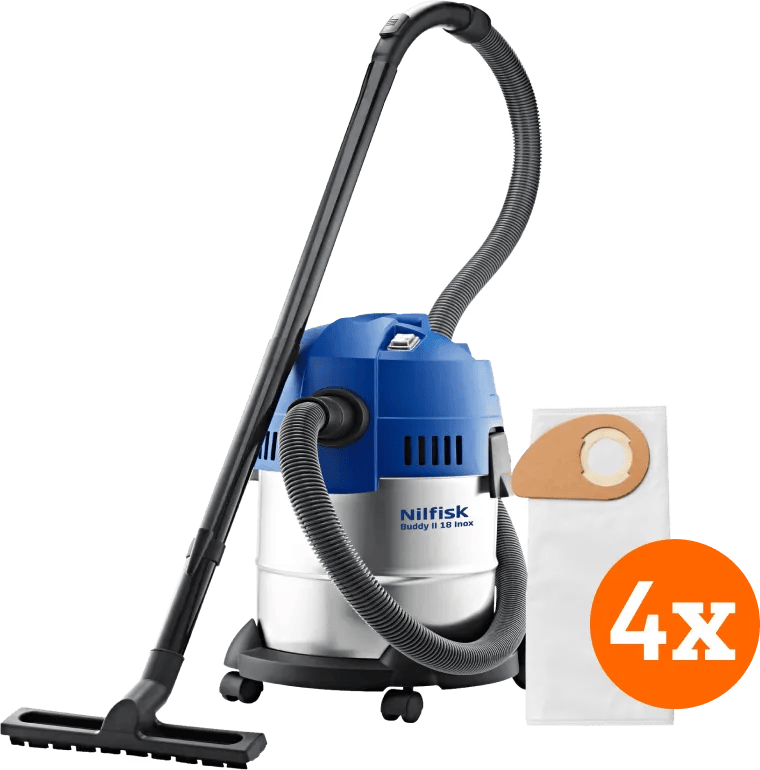 Nilfisk Buddy II 18 Inox + Nilfisk Stofzakken voor Buddy II (4x)