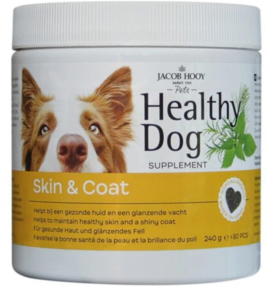 Jacob Hooy Pets Healthy Dog Skin & Coat 80ST