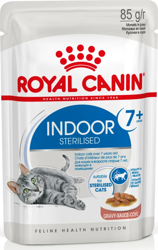 48x Royal Canin Indoor 7+ Gravy Kattenvoer Nat 85 gr