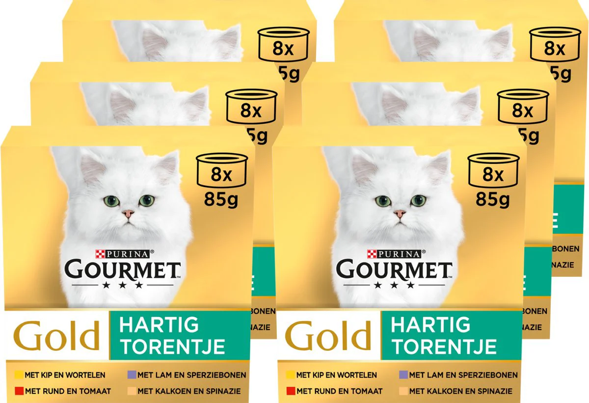 6x Gourmet Gold Kattenvoer Nat Hartig Torentje 8 x 85 gr