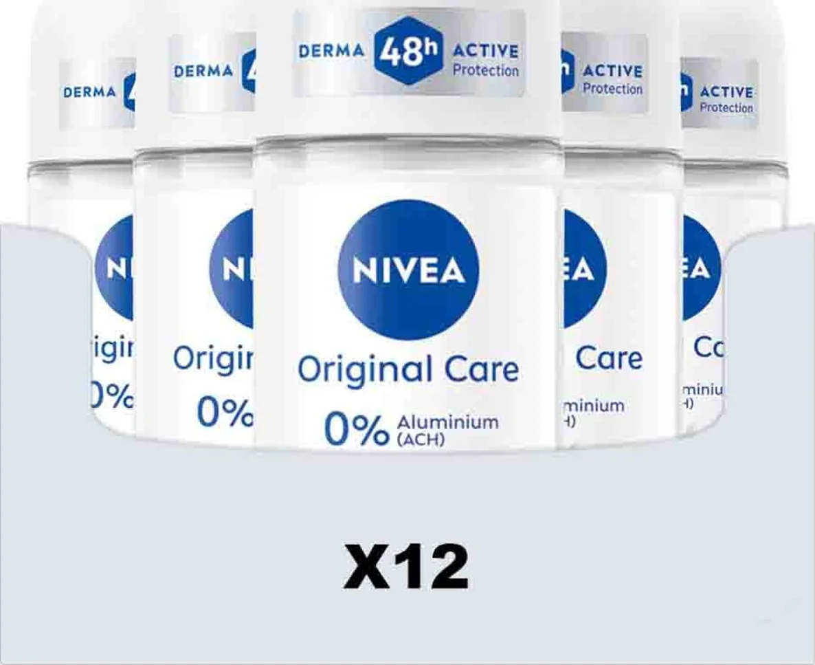12x NIVEA Deodorant Roller Original Care 0% 50 ml
