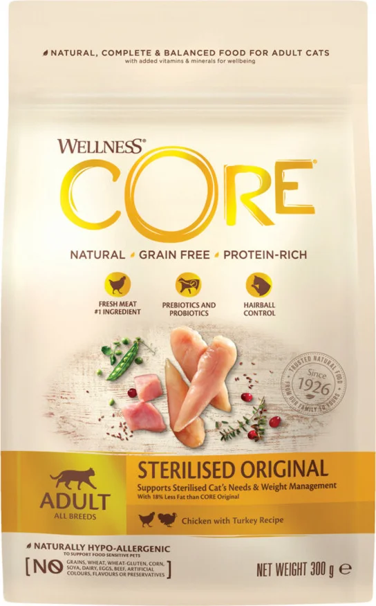 Wellness Core Kattenvoer Sterilised Kip - Kalkoen 300 gr