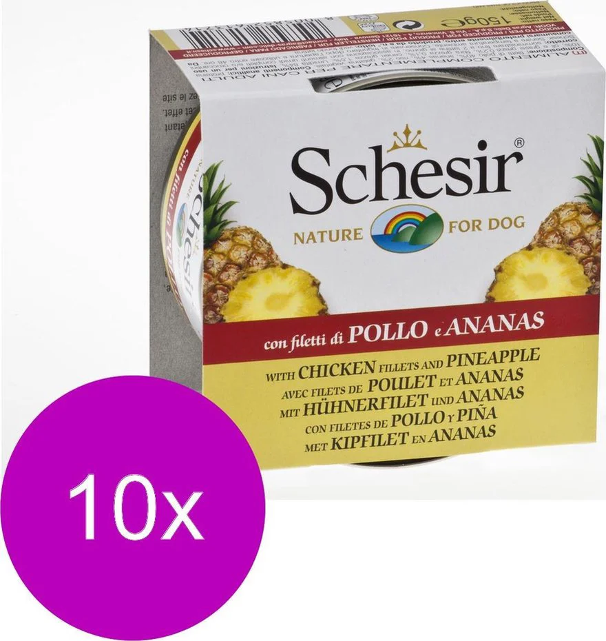 10x Schesir Hondenvoer Kip - Ananas 150 gr